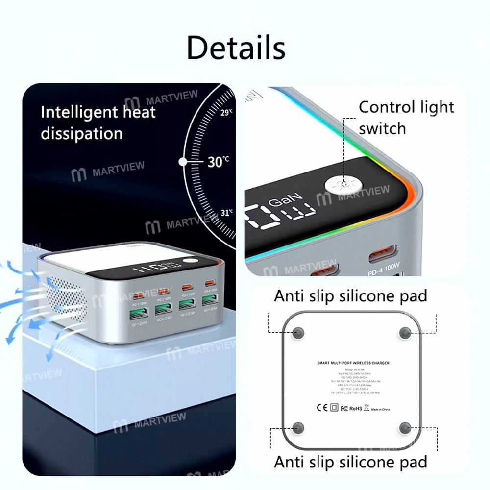 wlx m8-120w-8-ports-desktop-charger-with-pd110w-charging-rgb-atmosphere-lighting-6