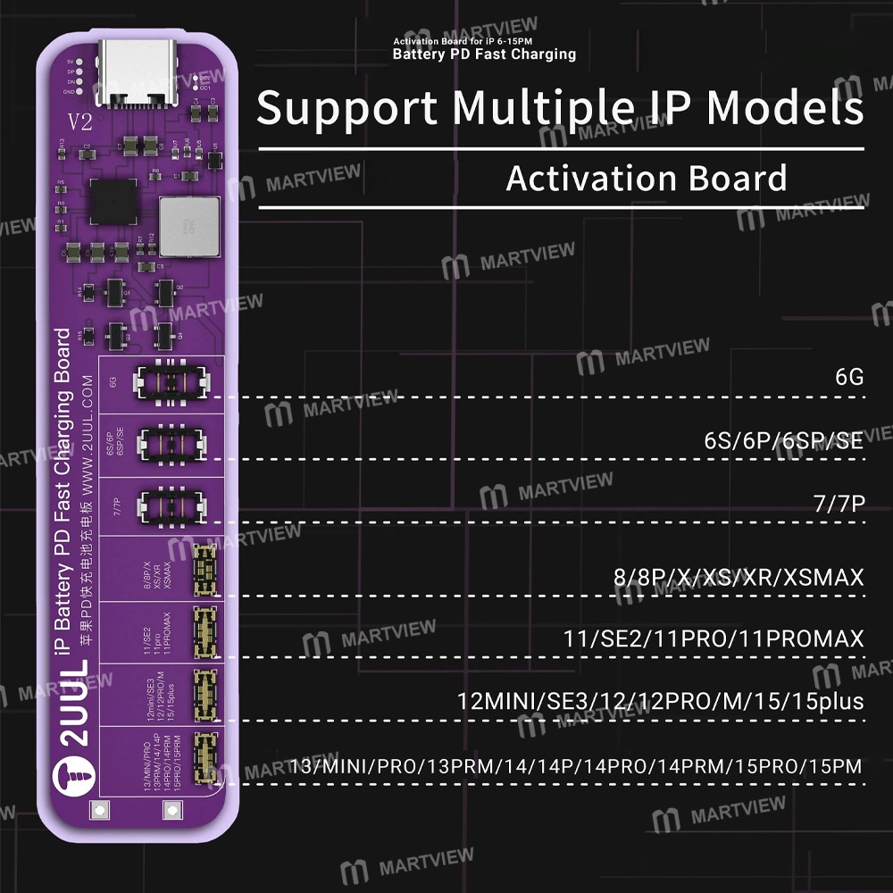 2uul bt01-pd-fast-charging-no-disassembly-battery-activation-board-for-iphone-6-to-15pro-max-7