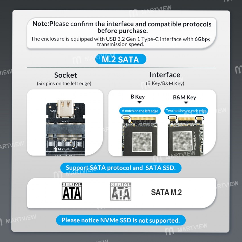 Orico MM2C3-G2 USB3.1 Gen2 Type-C 10Gbps M.2 NVMe / SATA Solid State Drive Enclosure