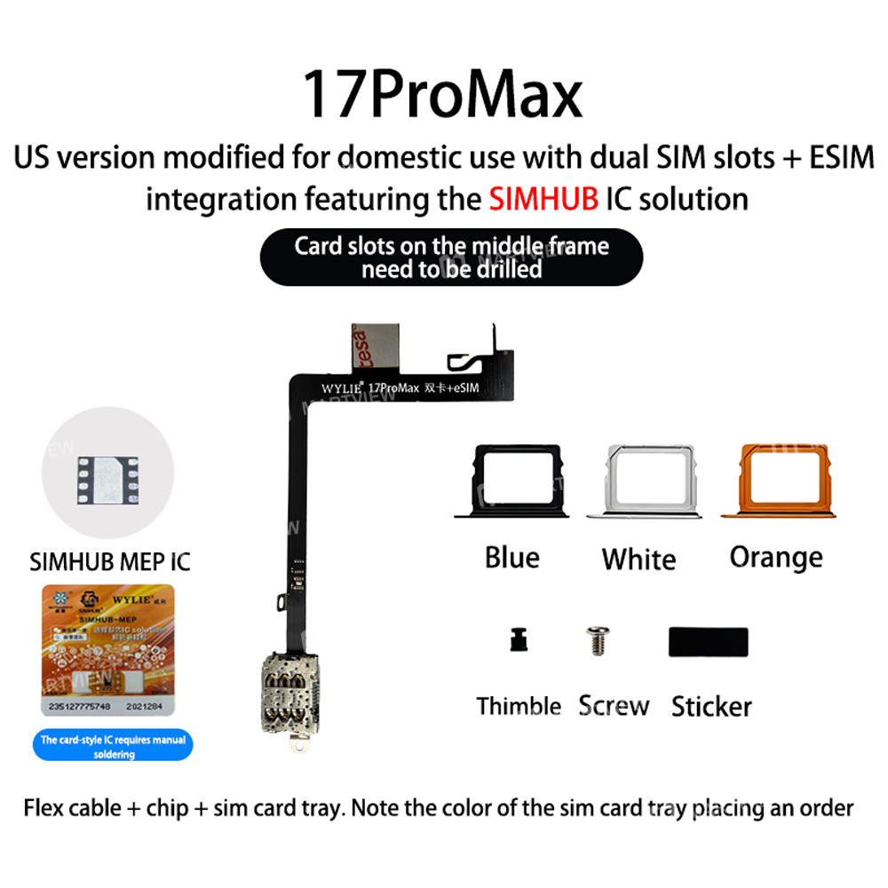 wylie dual-sim-esim-integrated-super-snow-ic-solution-for-converting-iphone-17pm-us-version-to-the-c
