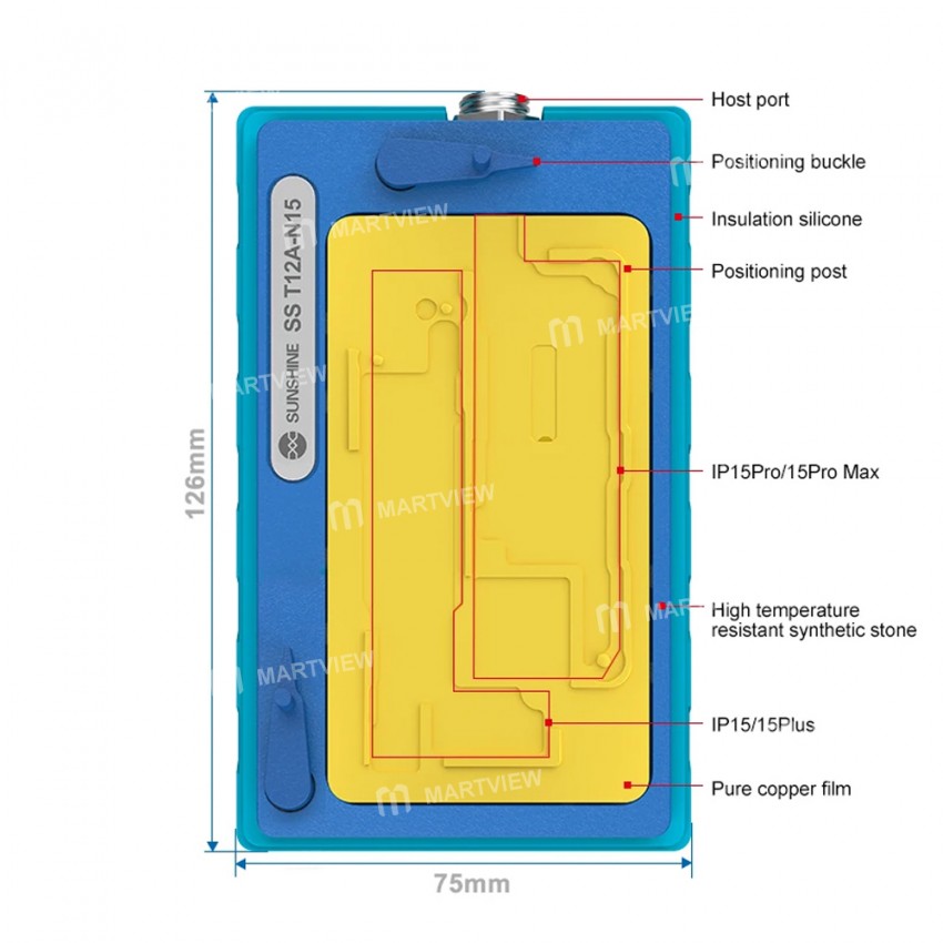 sunshine t12a-n15-4-in-1-motherboard-heating-platform-module-for-iphone-15-series-6