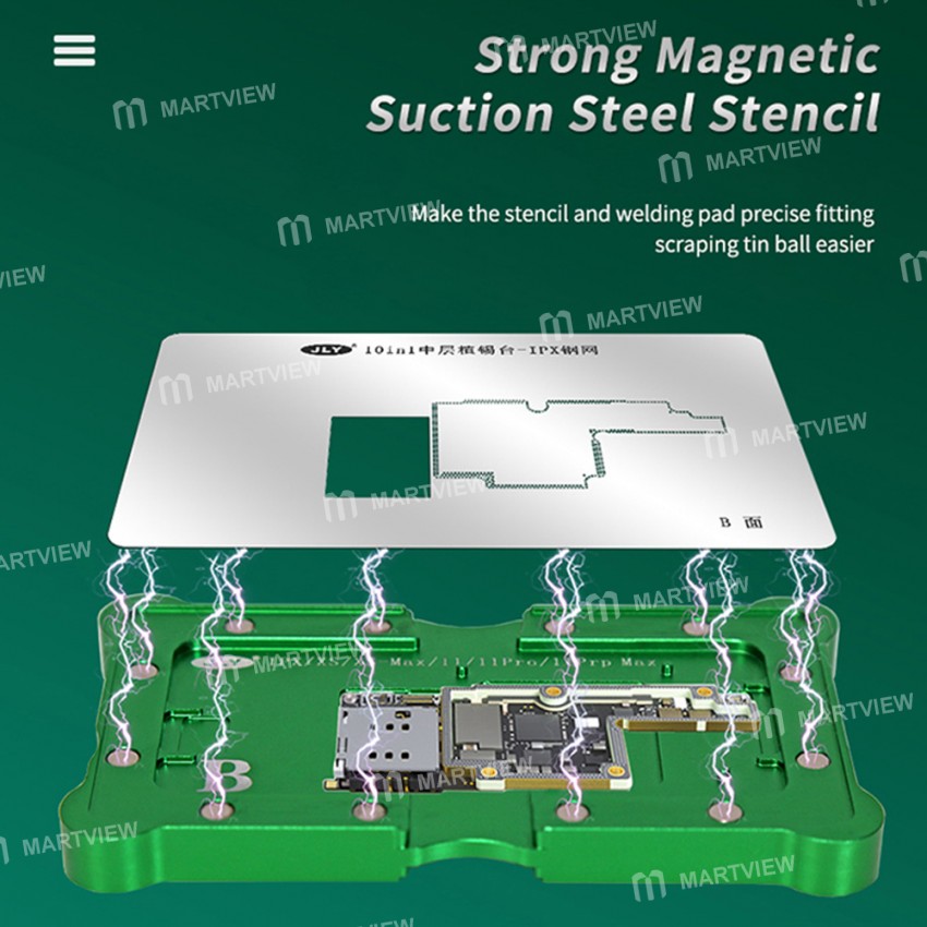 BEST 10-in-1 Motherboard middle layer BGA Planting Tin Template Platform Set for iPhone X to 13Pro M