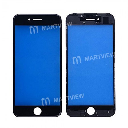 Replacement touch screen digitizer outer glass lens with bezel frame pre assembled for iPhone 7 black