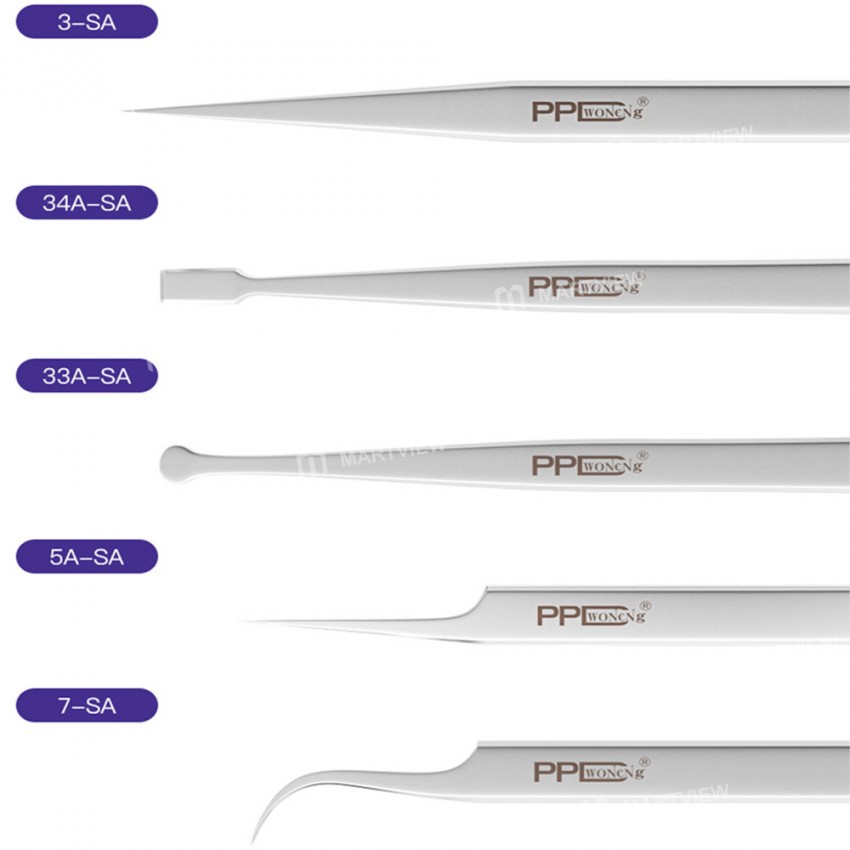 PPD Ultra-fine Anti-magnetic Stainless Steel Tweezers for Motherboard IC Chip Repair