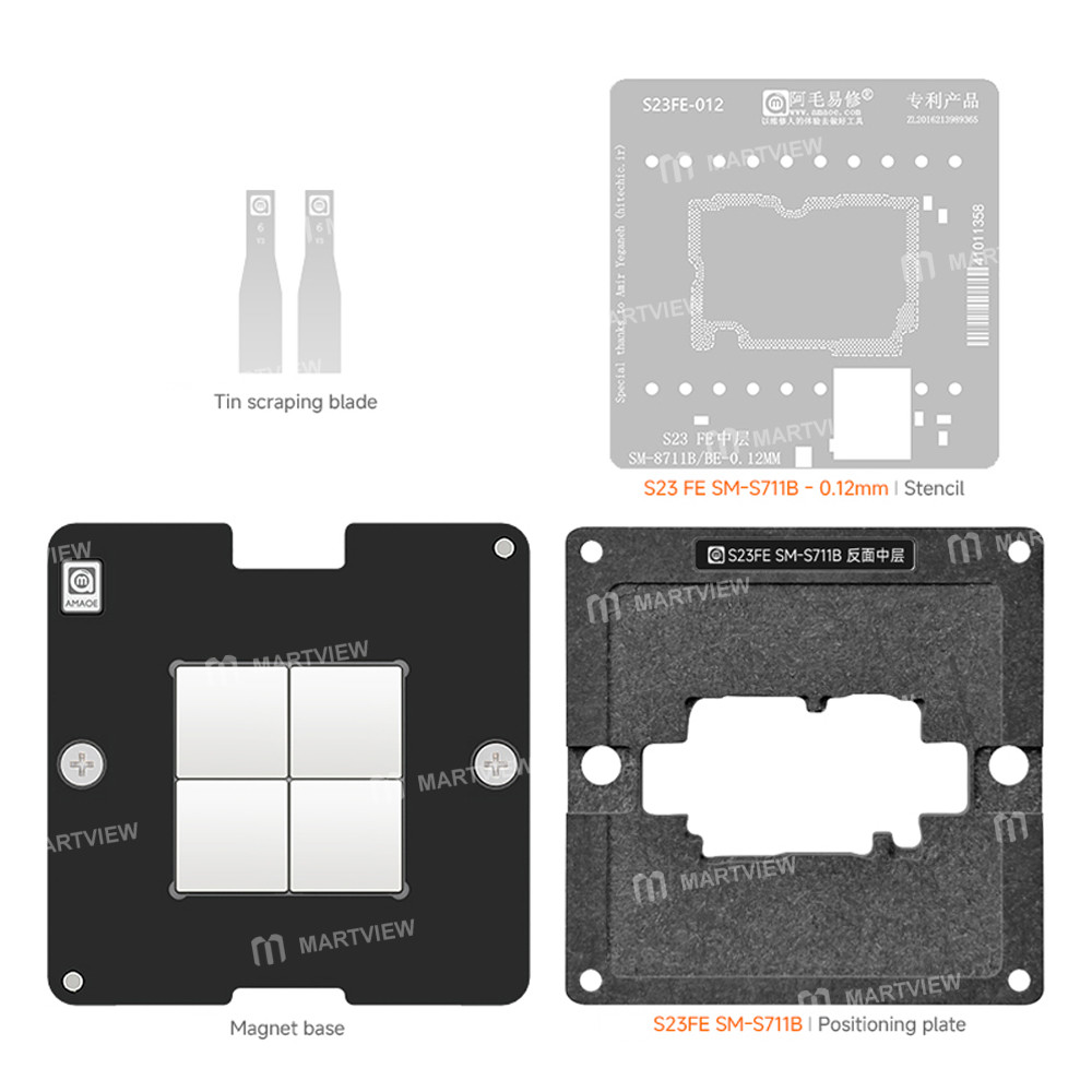amaoe reverse-middle-layer-bga-reballing-stencil-platform-set-for-samsung-s23-fe-sm-s711b-3
