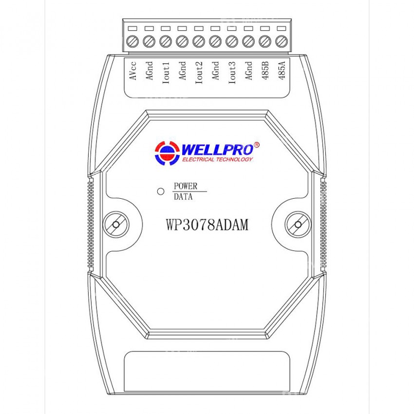 WP3078ADAM-3AO 4-20mA Analog Output Module for RS485 Modbus RTU Communication