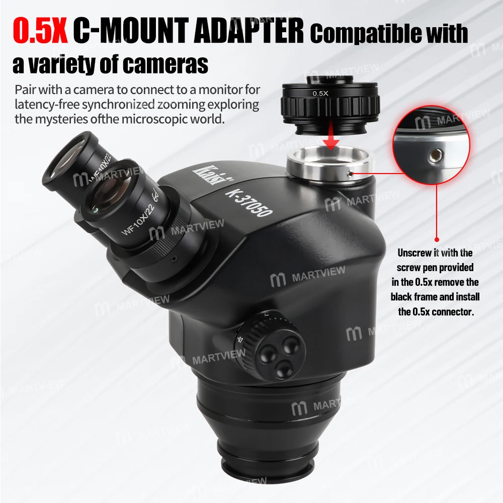 kaisi k-37050-7x-50x-continuous-zoom-trinocular-stereo-microscope-head-for-mobile-phone-pcb-repair-8