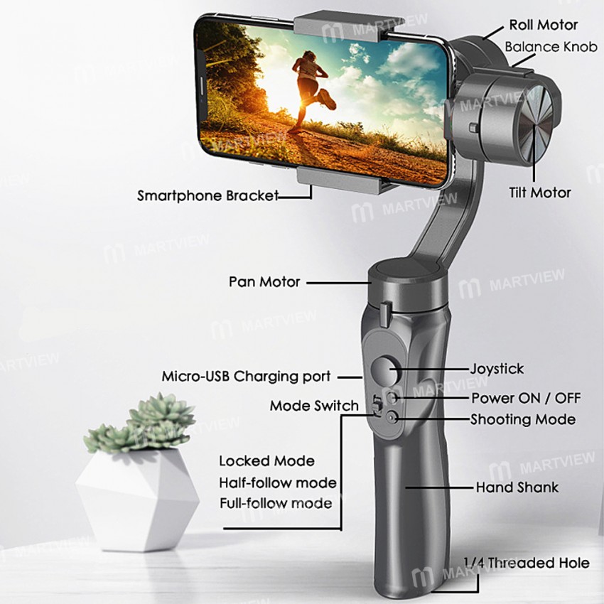3-Axis Universal Adjustable Handheld Gimbal Stabilizer for Smartphone Camera
