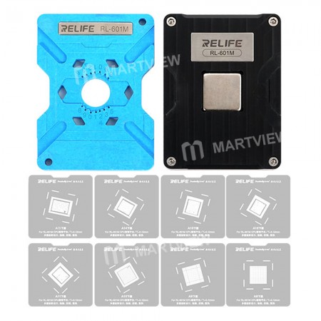 Relife RL-601M 8 in 1 Universal CPU Reballing Stencil Platform For A8-A15 IC Chip Planting Tin