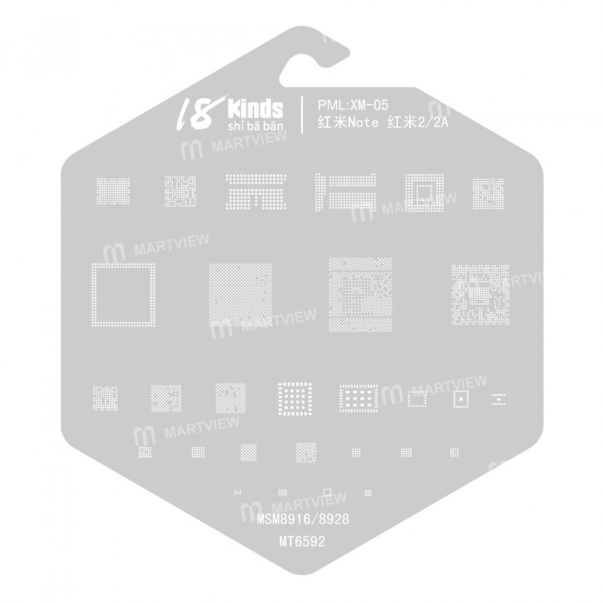 18 Kinds CPU BGA IC Reballing Stencil Kits for Xiaomi Phones