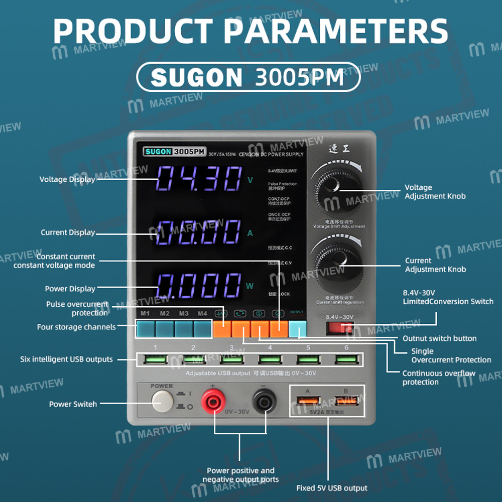 sugon 3005pm-30v-5a-4-digits-display-led-high-precision-adjustable-switching-dc-power-supply-14