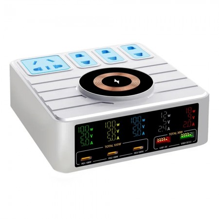WLX-H13 140W GaN Fast Charging Socket with PD100W Charging / Wireless Charging / 4AC Socket