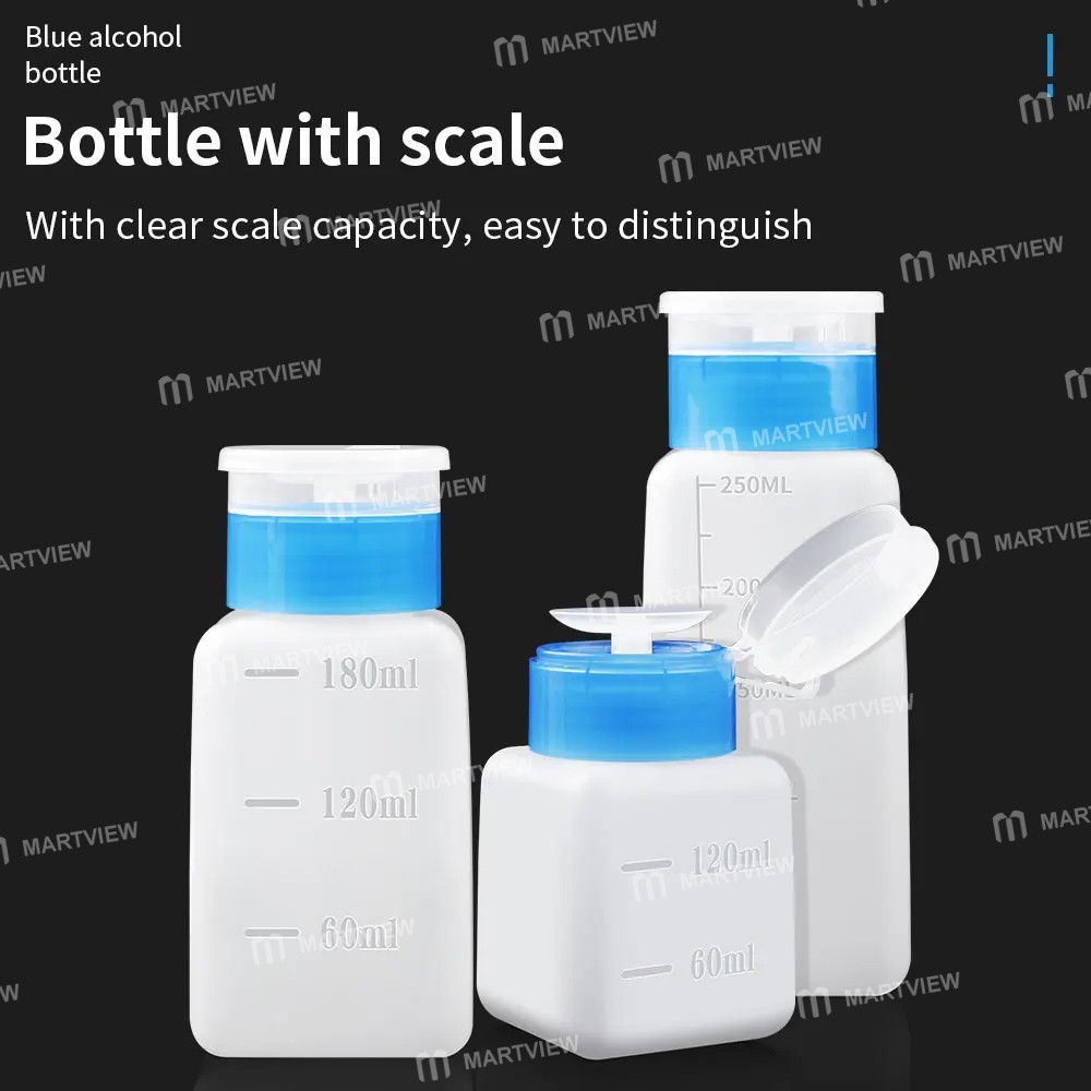 luxianzi 120-180-250ml-multi-capacity-blue-cap-square-bottle-push-up-plastic-alcohol-bottle-8