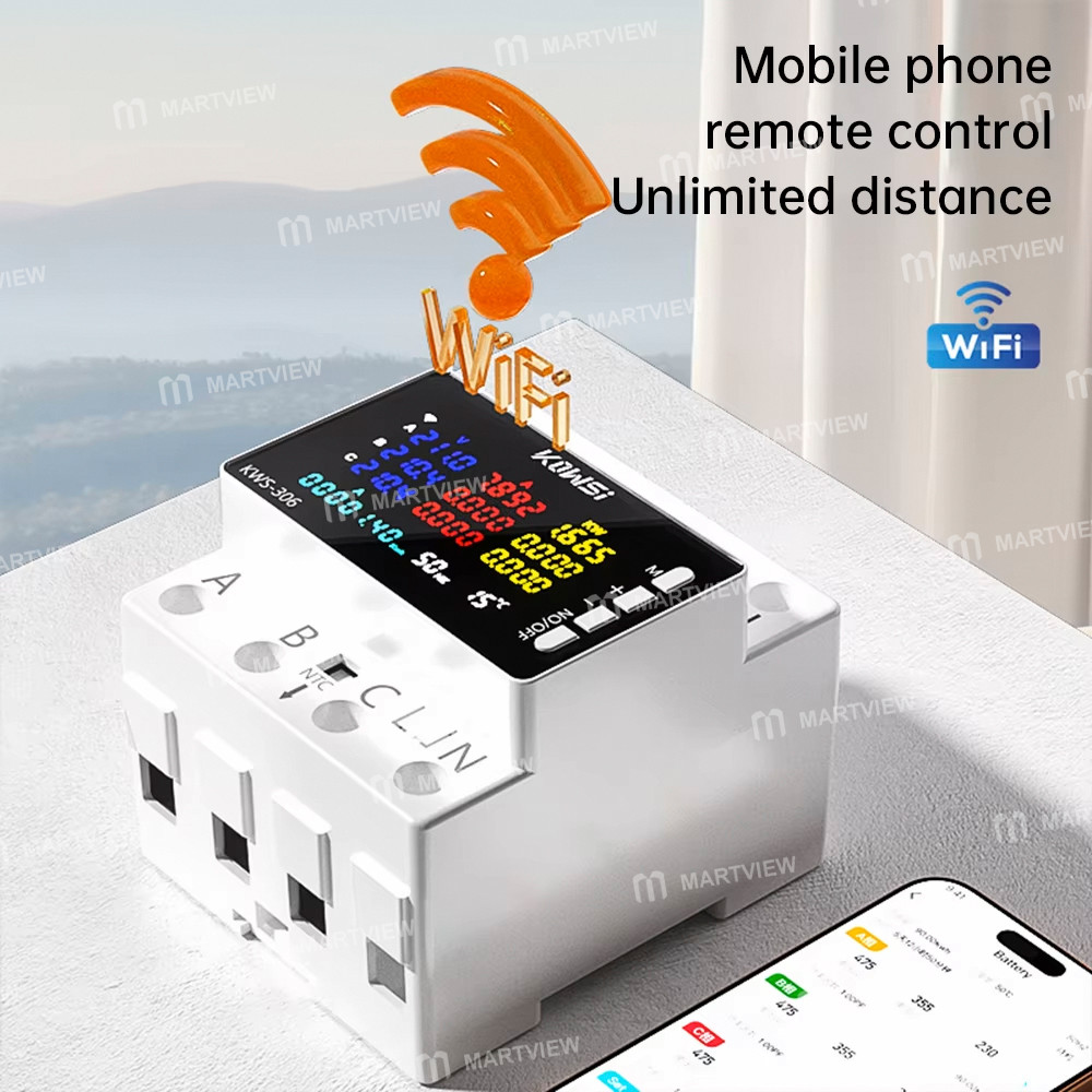 kws 306-series-hd-color-screen-three-phase-four-wire-rail-mounted-multifunction-meter-with-rs485-com