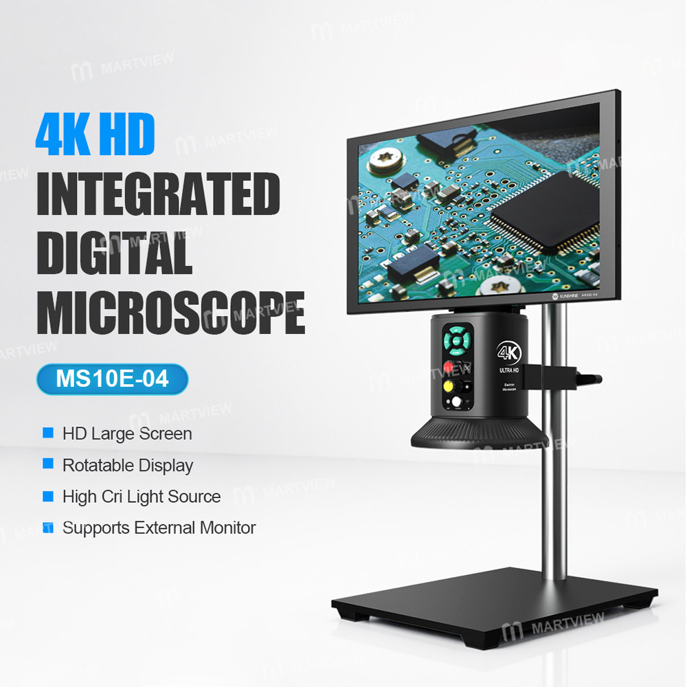 sunshine ms10e-04-4k-hd-digital-microscope-with-universal-stand-10-inch-large-display-for-motherboar