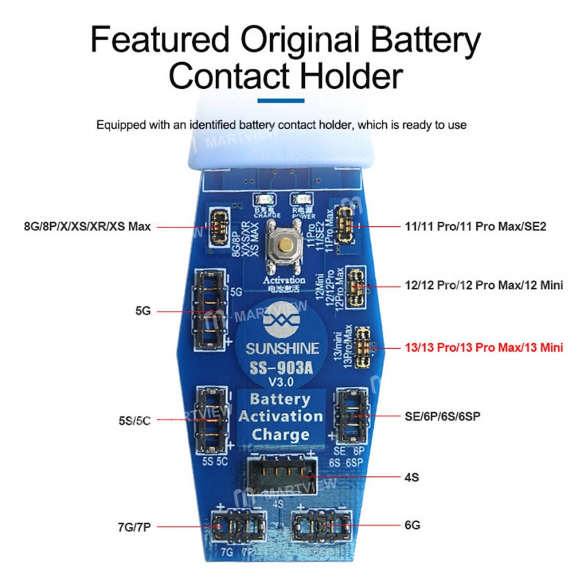 Sunshine SS-903A V3.0 IP Battery Charging Activation Small Board for iPhone 4S to 13 Pro Max