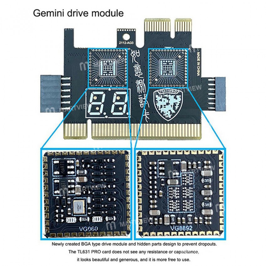 TL631 Pro Motherboard PCI / PCI-E / Mini PCI-E / LPC PC Analyzer Diagnostic Card for Laptop Desktop