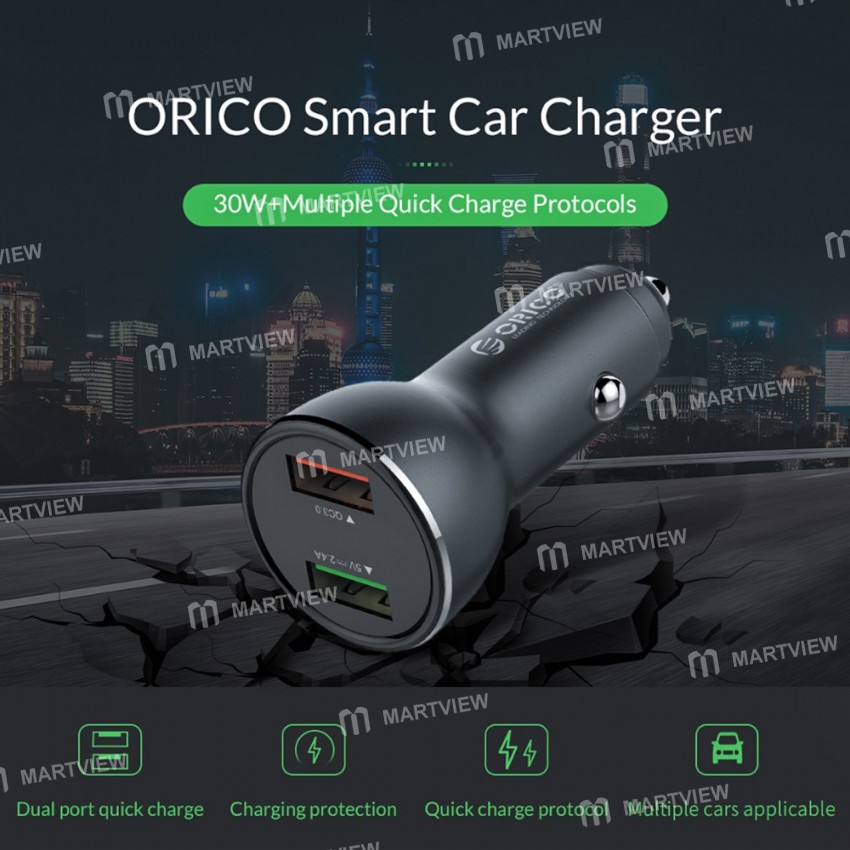 orico multi-function-dual-usb-qc30-fast-charging-car-cigarette-light-charger-2