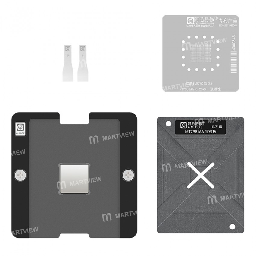 amaoe 020mm-mt7981aa-cpu-router-chip-bga-reballing-stencil-platform-set-1
