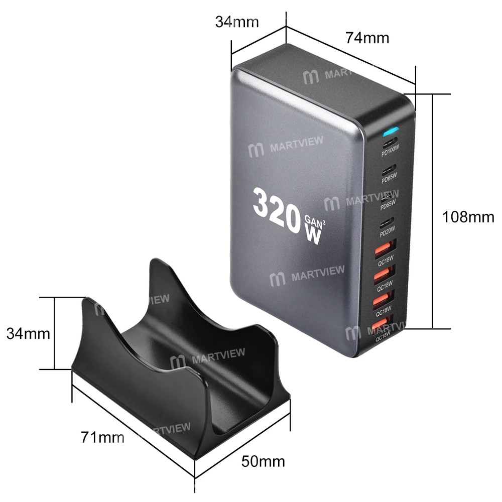 320w 8-port-4c4a-high-power-desktop-gan-charger-for-mobile-phone-tablet-game-consoles-3