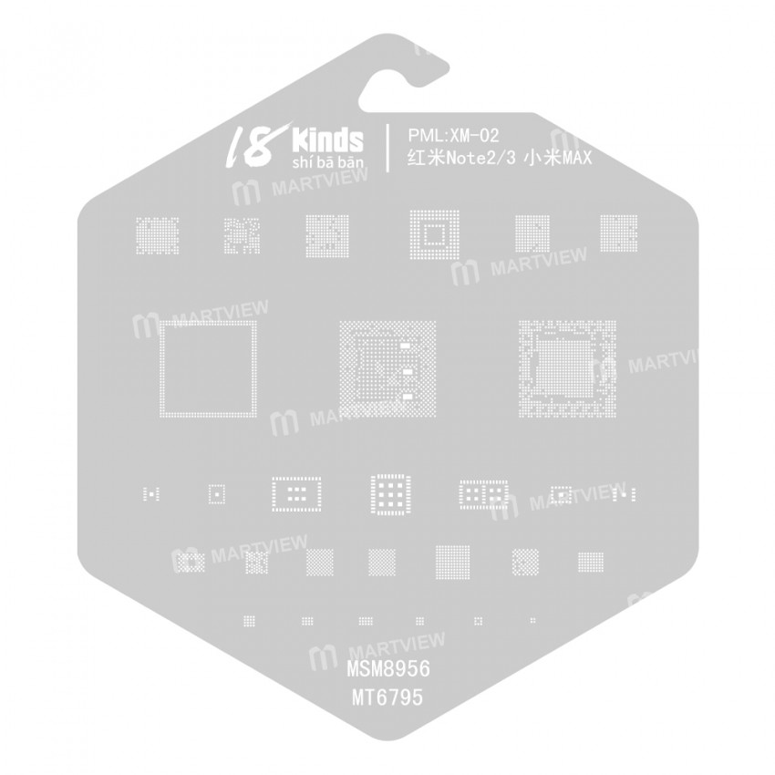 18 Kinds CPU BGA IC Reballing Stencil Kits for Xiaomi Phones