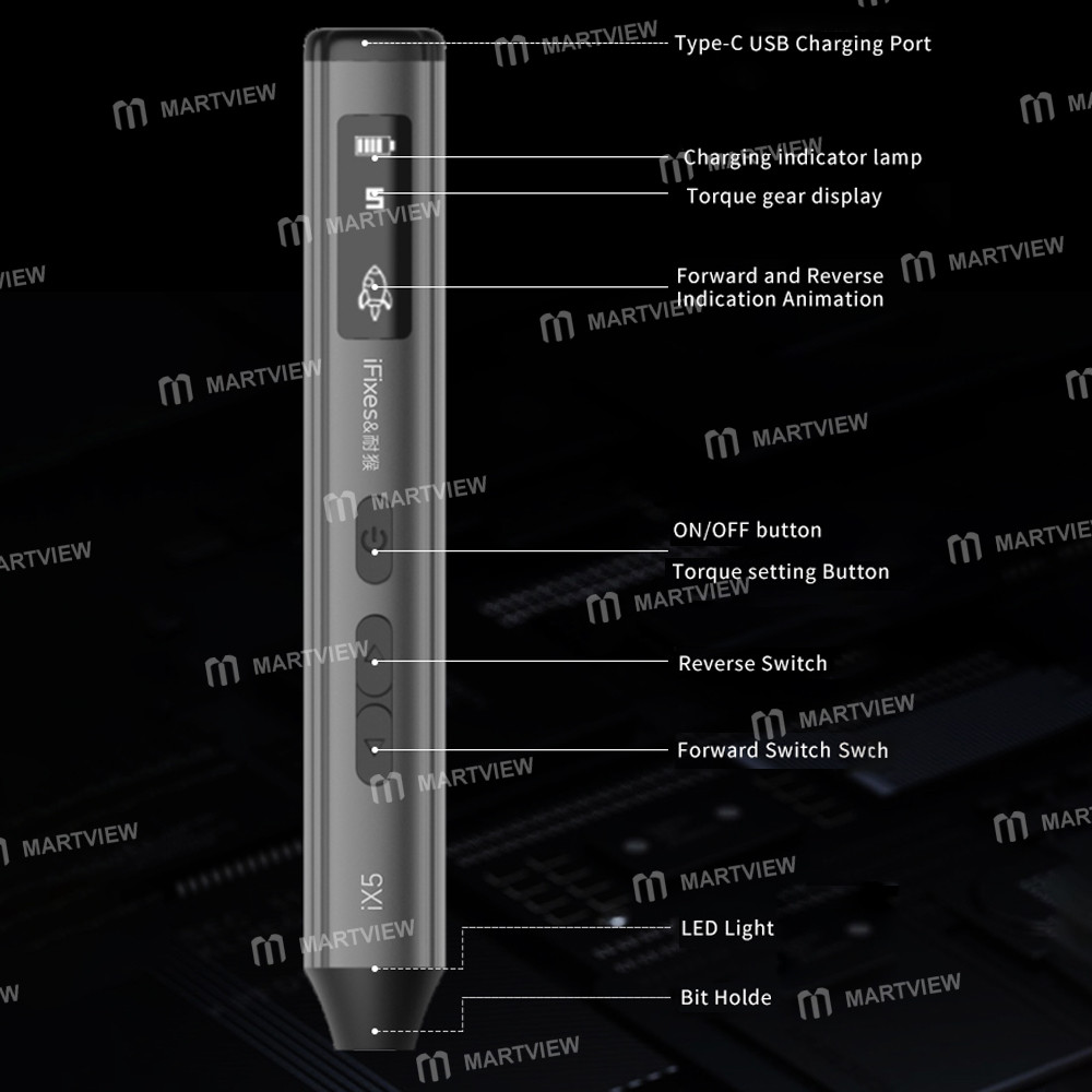 ifixes ix5-adjustable-torque-electric-screwdriver-with-24pcs-s2-bits-support-iphone-17-series-6