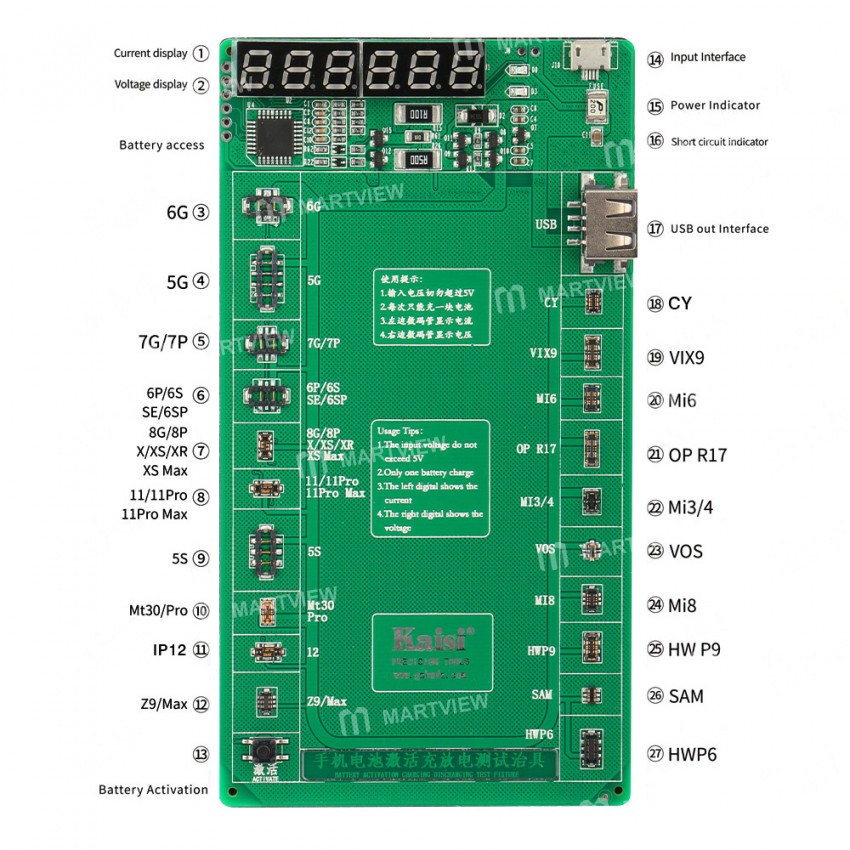 Kaisi K-9208 2021 Version Battery Activation Plate Added i12 and CY