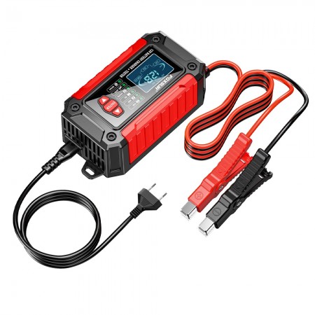 Foxsur 12V / 6A 2-in-1 Intelligent Lead-acid Battery Charger & Tester for Motorcycle / Car