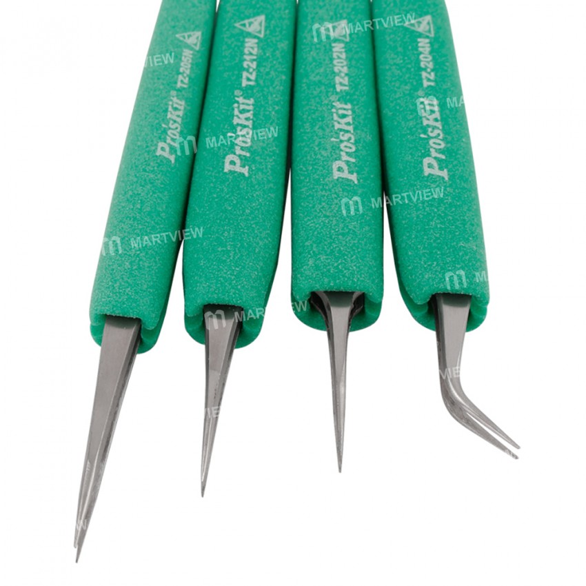 proskit antimagnetic-non-slip-precision-electroplate-tweezers-2