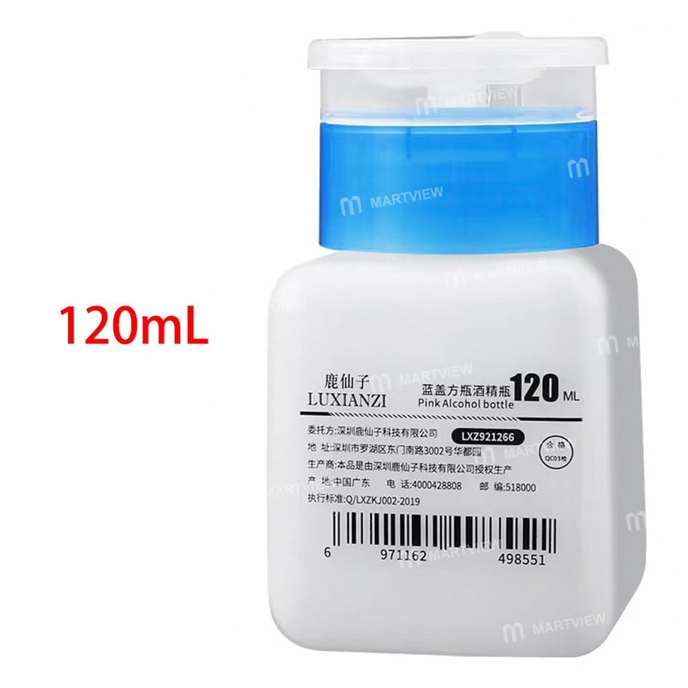 luxianzi 120-180-250ml-multi-capacity-blue-cap-square-bottle-push-up-plastic-alcohol-bottle-12