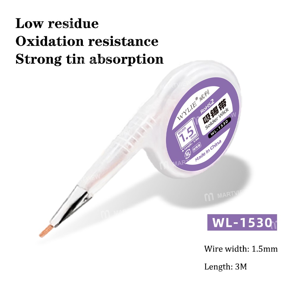 wylie rosh2-3-meter-anti-hot-desoldering-wick-with-thumb-wheel-dispenser-stainless-steel-mouth-2