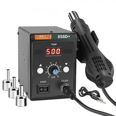 Luxianzi 858D+ 700W Smart Sleep Lead-free Digital Display Hot Air Gun Soldering Station