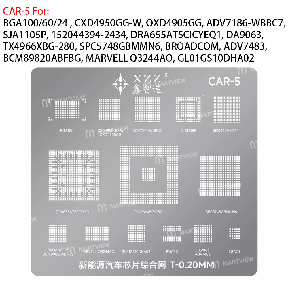 xzz car-series-new-energy-vehicles-ic-chips-comprehensive-bga-reballing-stencil-set-6