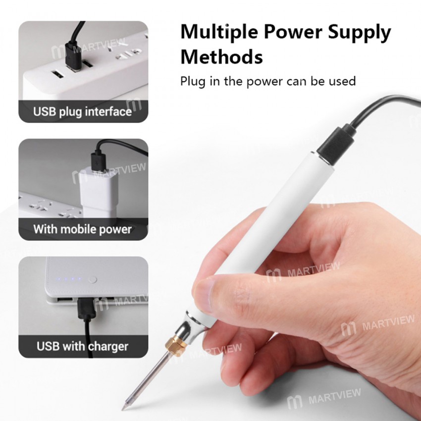 Portable Adjustable Temperature U5V8W USB Soldering Iron with Soldering Stand Holder