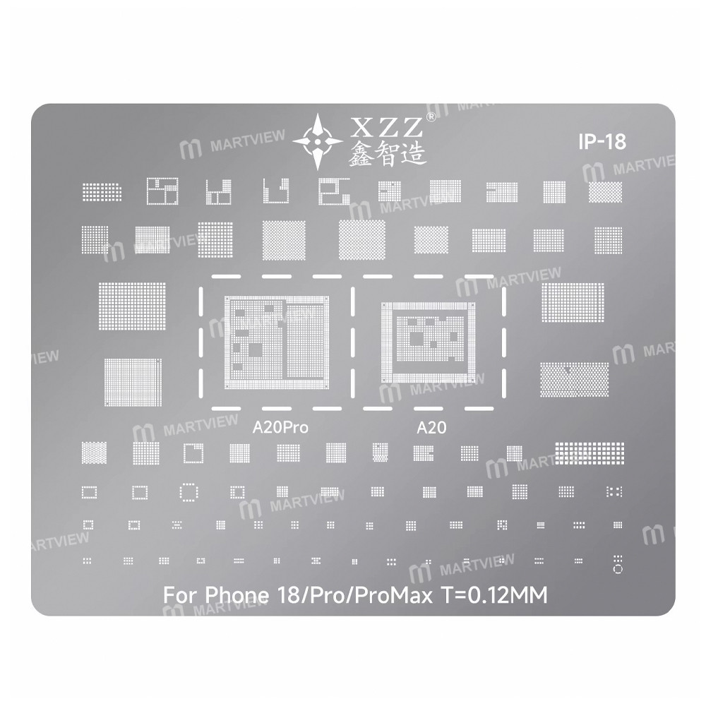 xzz ip-18-012mm-cpu-bga-reballing-stencil-for-iphone-18-series-duo-apple-a20-a20-pro-cpu