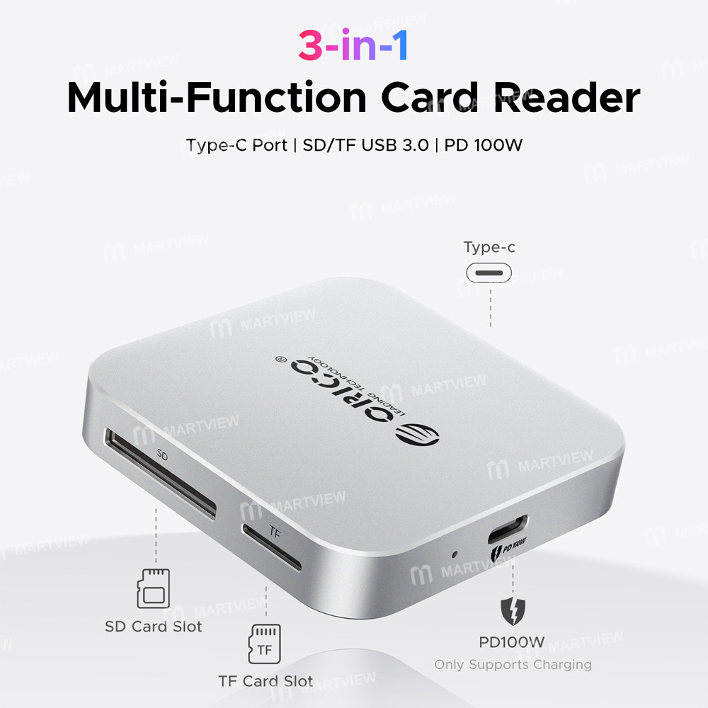 orico air5-air5c-usb-c-to-sd-tf-slot-pd100w-ultra-thin-magnetic-card-reader-for-iphone-android-table