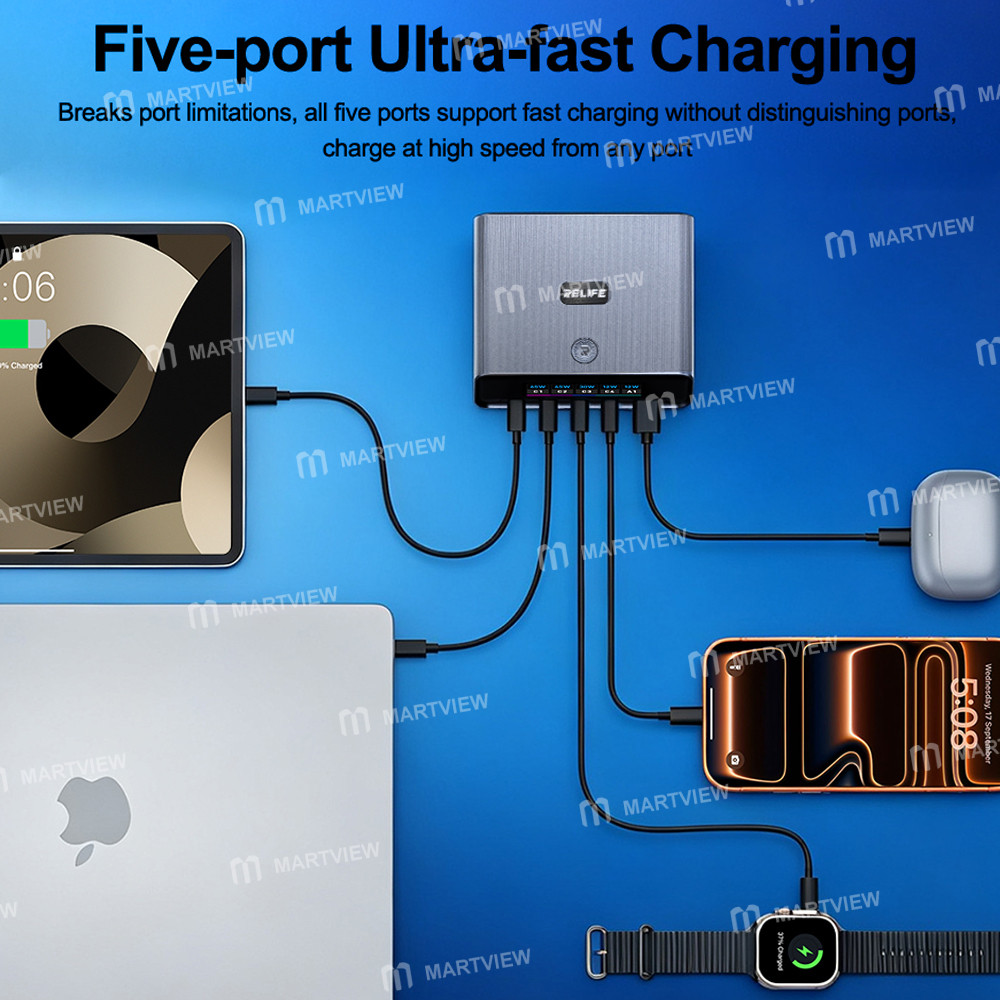 relife q8-165w-gan-intelligent-multi-port-digital-display-charger-up-to-140w-single-port-output-10