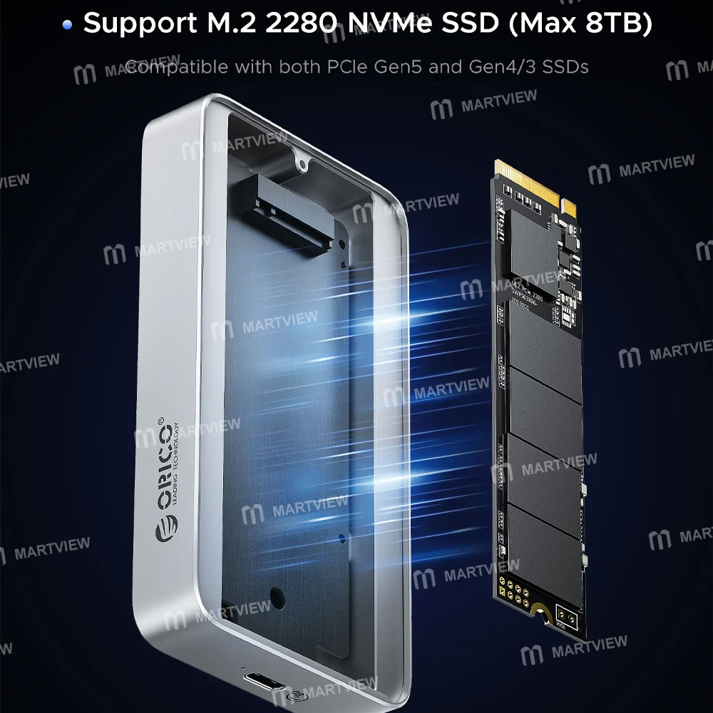 orico x50pro-aluminum-alloy-thunderbolt-5-80gbps-m2-nvme-ssd-enclosure-supports-expansion-up-to-8tb-