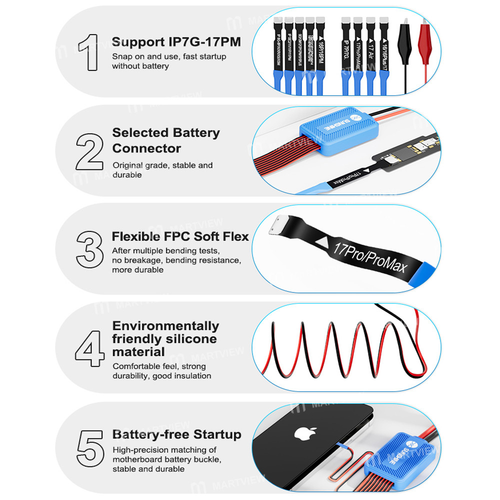 sunshine ss-905k-v20-battery-free-design-power-boot-control-silicone-line-for-iphone-7-to-17pm-6