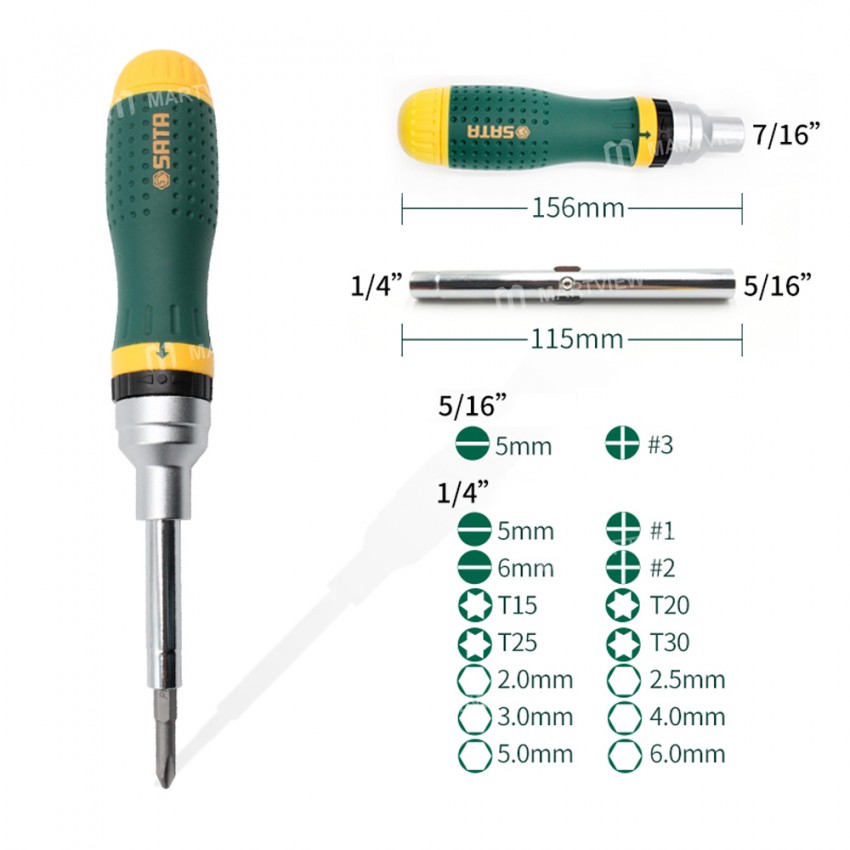 SATA 09350 Multi-function Precision Two-way Ratchet Screwdriver Set