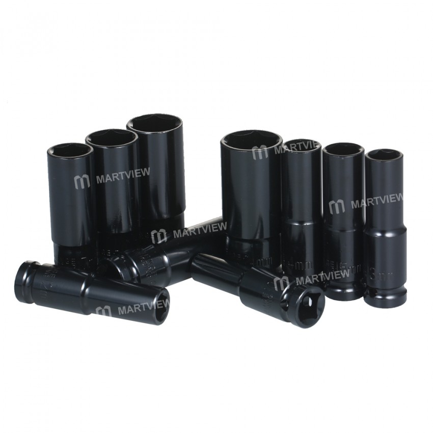 Electric Lengthened Hexagon Socket Set 1 / 2 Electrophoresis Black Manual Socket 10 Pieces