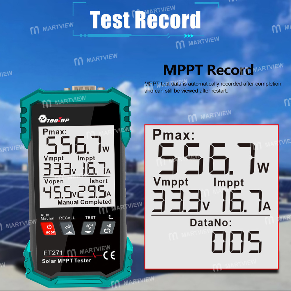tooltop et721-rechargeable-digital-display-2000w-high-power-solar-mptt-tester-with-data-storage-func