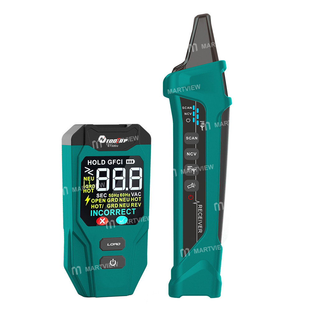 tooltop et32-smart-ai-mode-digital-circuit-breaker-finder-gfci-outlet-tester-with-ncv-function-1