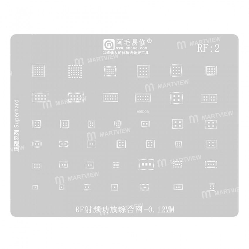 Amaoe RF:2 0.12mm RF Power Amplifier Comprehensive BGA Reballing Stencil