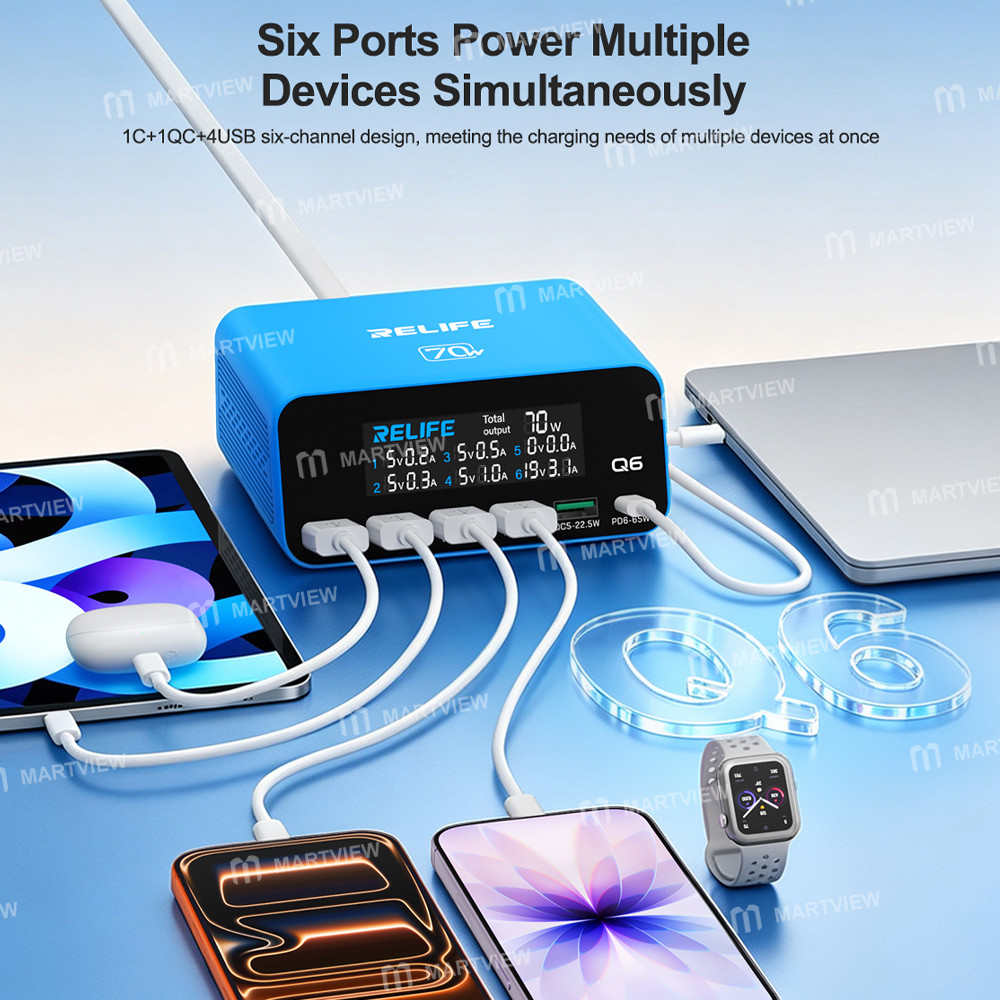 relife q6-70w-intelligent-multi-port-digital-display-charger-up-to-65w-single-port-output-8