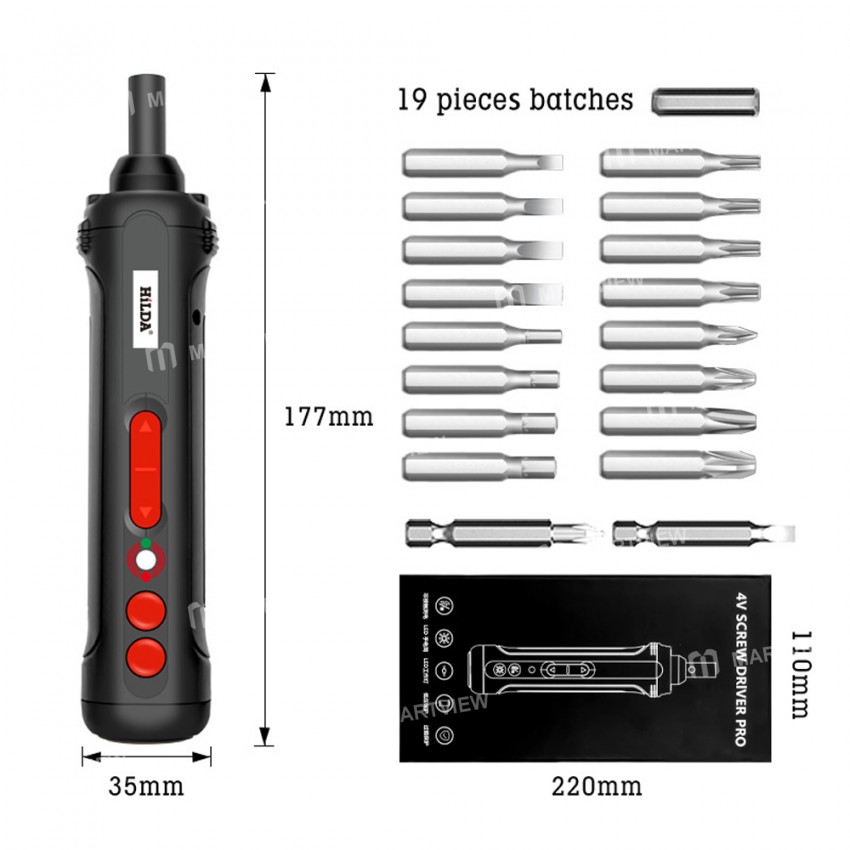 hilda multifunction-4v-led-lights-cordless-electric-screwdriver-with-19pcs-screwdriver-bits-3