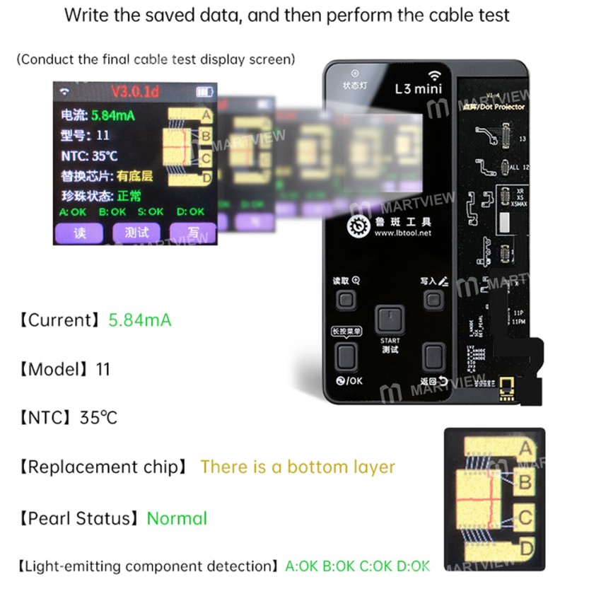Luban L3 Mini Smart Programmer for iPhone 6G / SE to 13Pro Max Face ID & Battery Data Detection