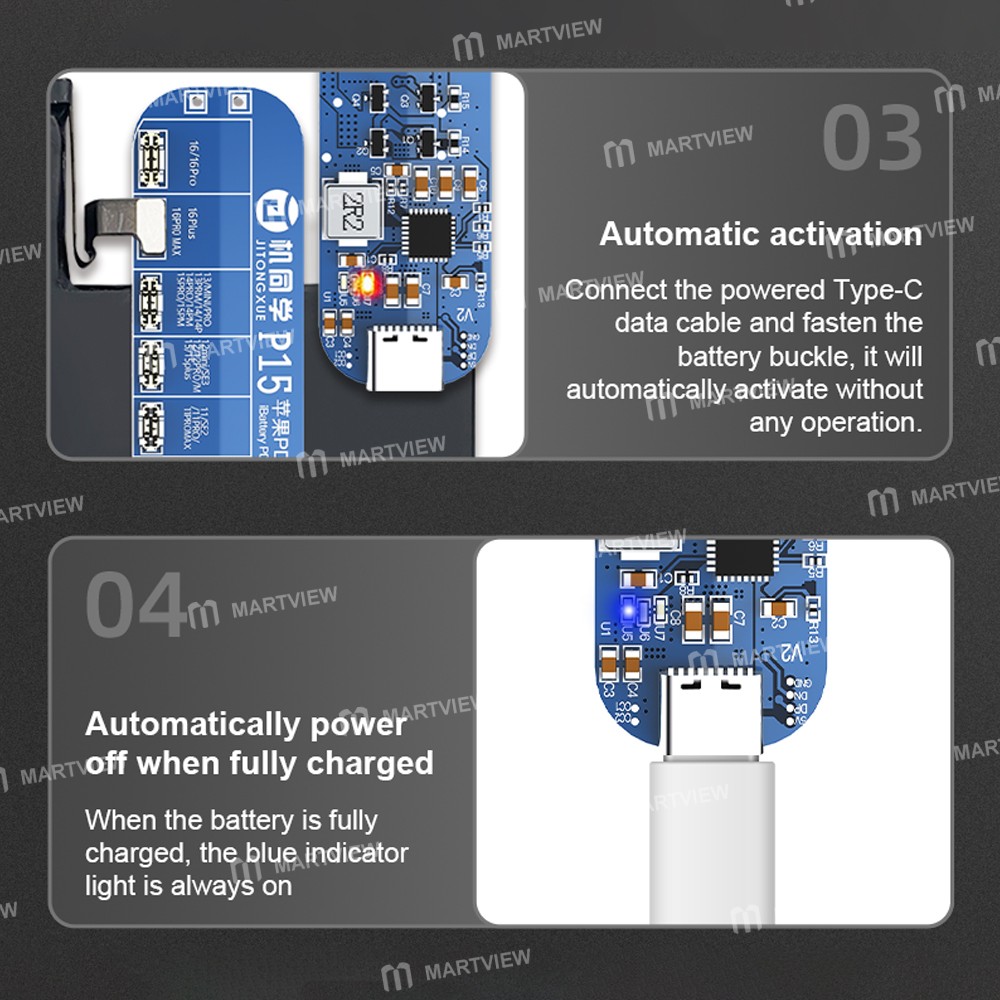 jtx p15-disassembly-free-battery-charging-activation-board-with-pd-charging-for-iphone-6-to-16pro-ma