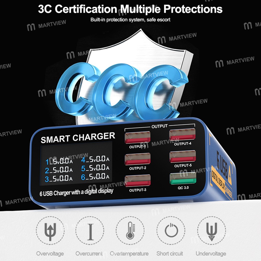sunshine ss-304q-6-port-intelligent-qc30-fast-charging-station-for-mobile-phone-tablet-charging-9