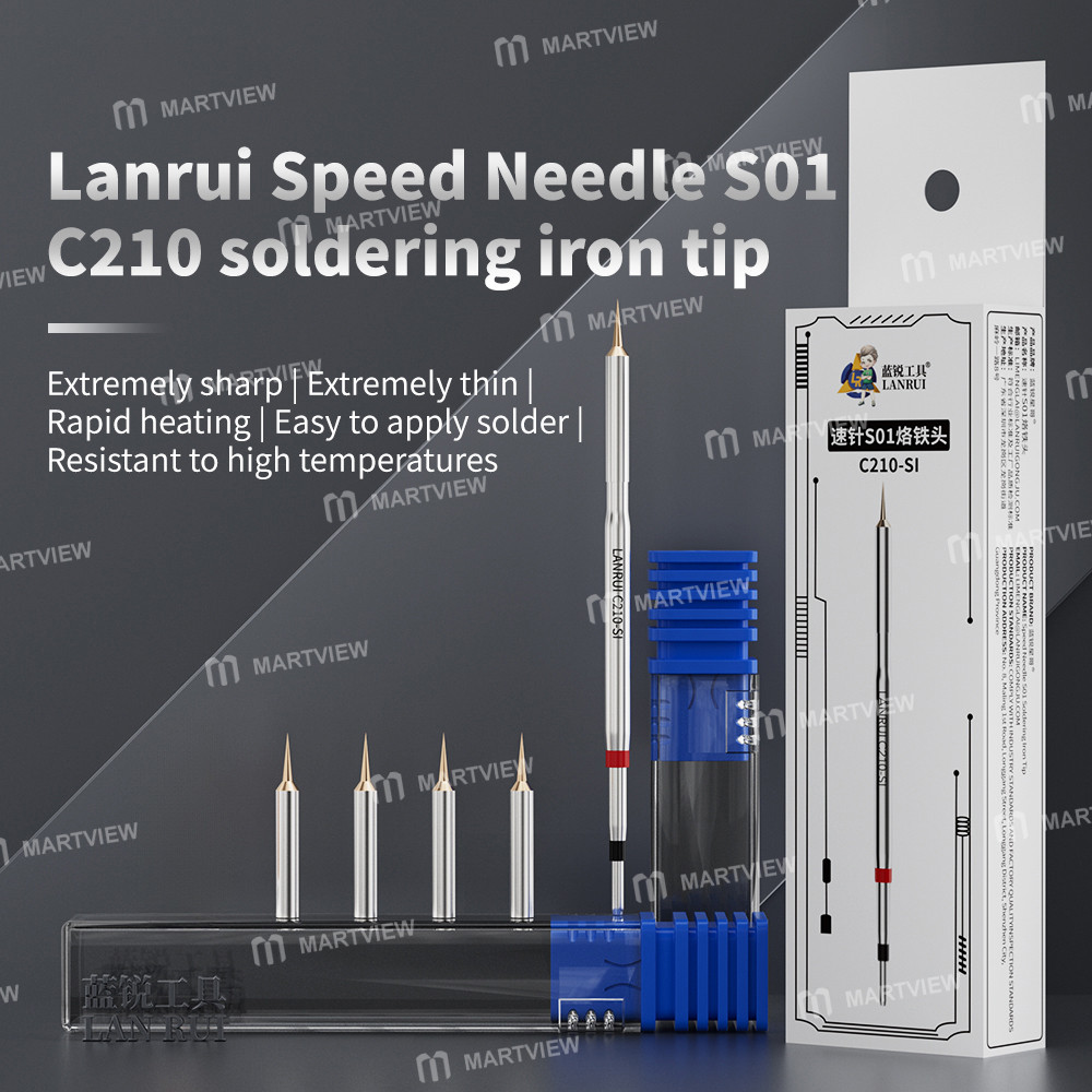 lanrui s01-c210-si-soldering-iron-tip-with-5pcs-ultra-sharp-needles-for-screen-motherboard-flying-wi